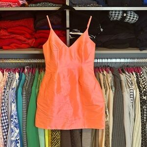 Luxxel coral sateen spaghetti strap mini dress size S